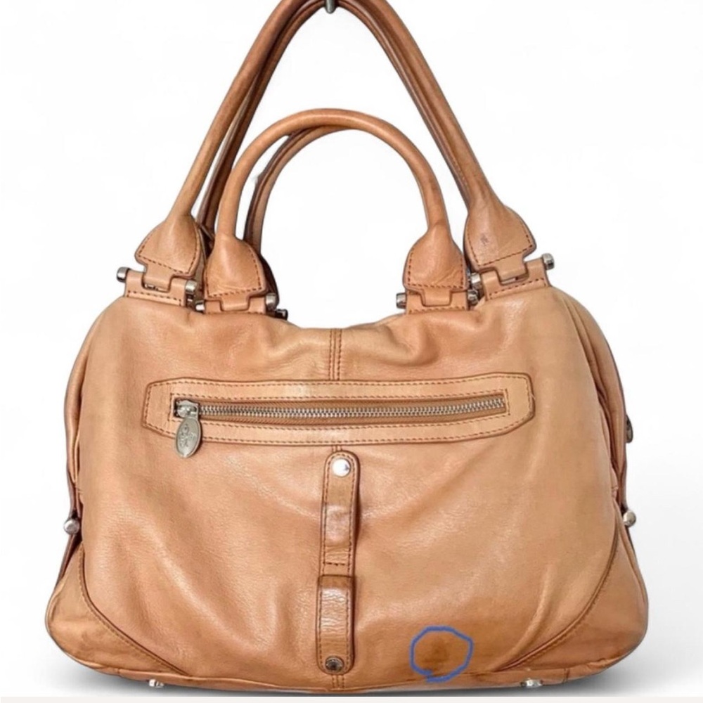 Rare Vintage Pourchet Paris Slouchy Leather Double Handle Boho Satchel - Picture 4 of 16